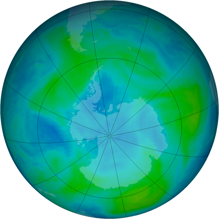 Antarctic ozone map for 01 February 2000